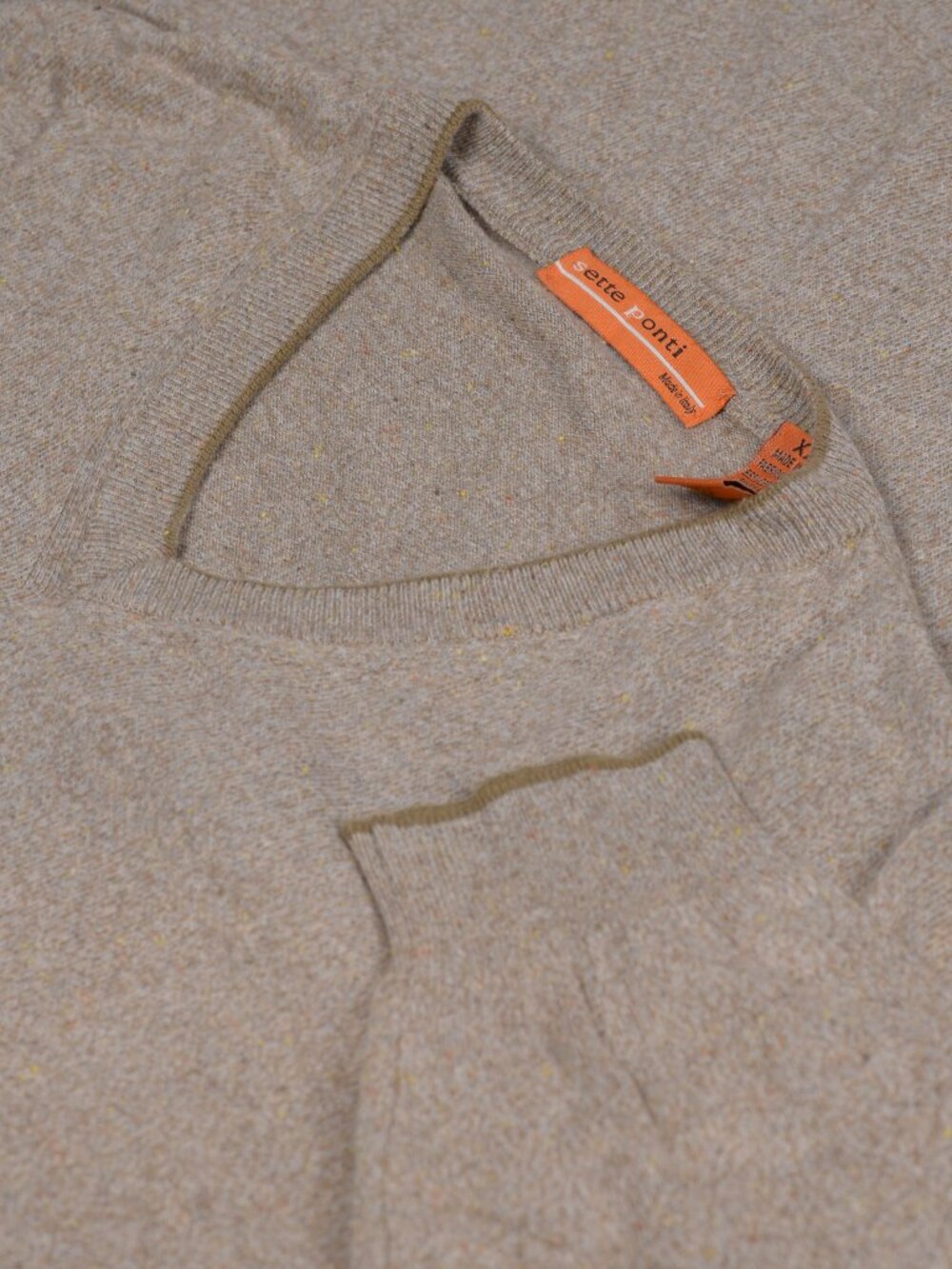 Sette Ponti Cotton Silk Rayon V-Neck Sweater Beige Made in Italy XXL